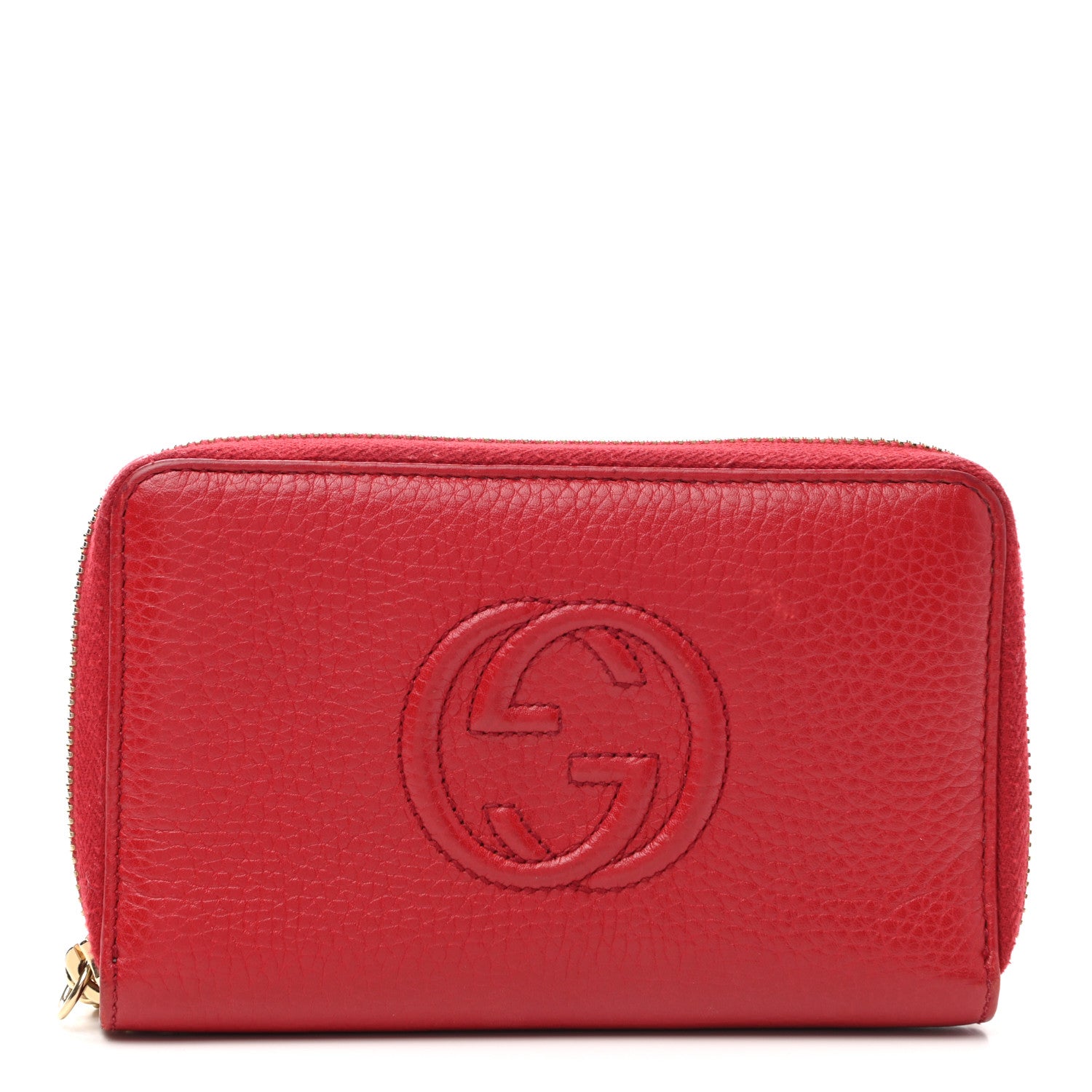 Gucci Pebbled Calfskin Medium Soho Zip Around Wallet Red 1 of 7