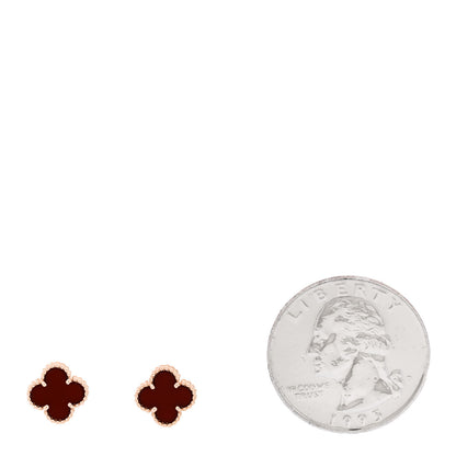 Van Cleef & Arpels 18K Rose Gold Carnelian Sweet Alhambra Earrings 2 of 4