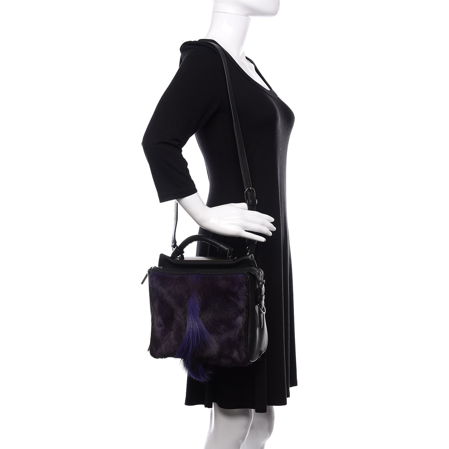 3.1 Phillip Lim 3.1 Goat Fur Calfskin Ryder Satchel Purple Black 2 of 9