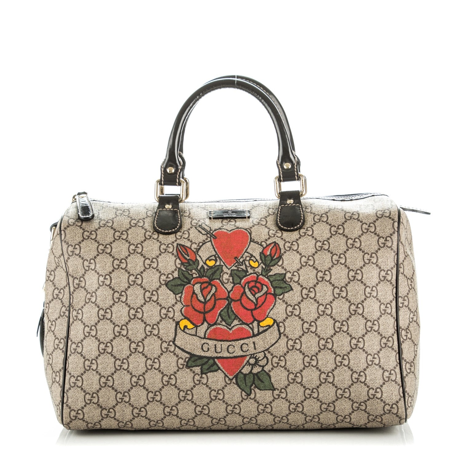 Gucci GG Plus Monogram Tattoo Heart Medium Joy Boston Dark Brown 1 of 8