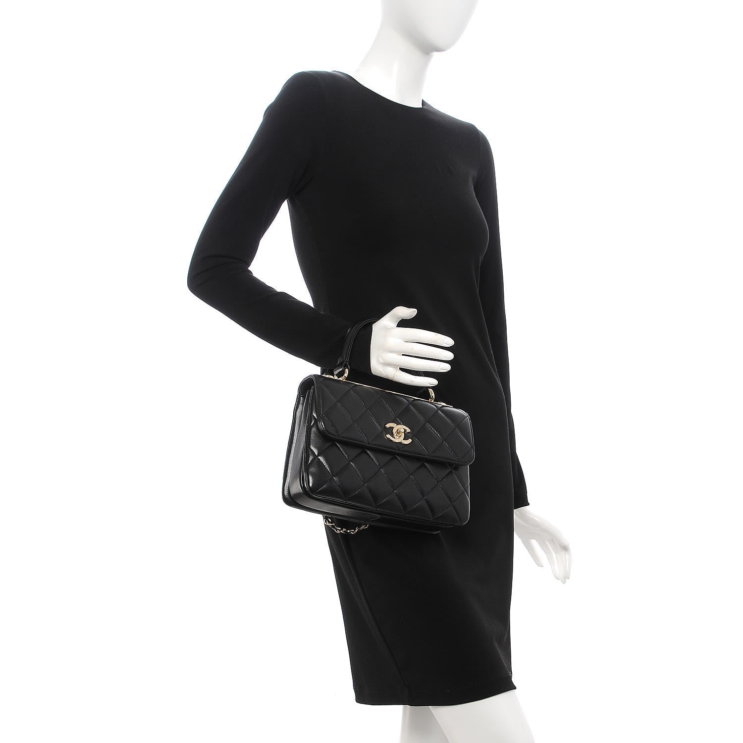 Chanel Lambskin Quilted Small Trendy CC Dual Handle Flap Bag Black 3 of 10