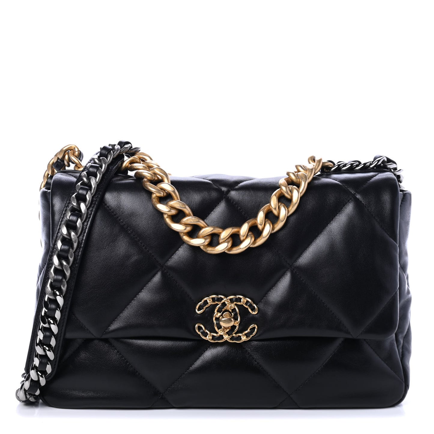 Lambskin Quilted Large Chanel 19 Flap Black