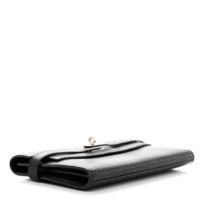 Hermes Lizard Kelly Longue Wallet Black 4 of 7
