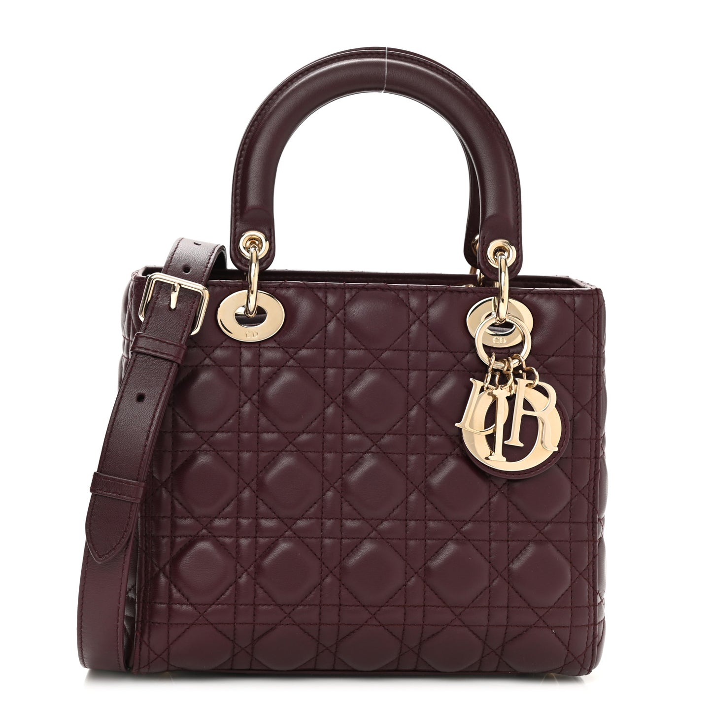 Lambskin Cannage Medium Lady Dior Burgundy