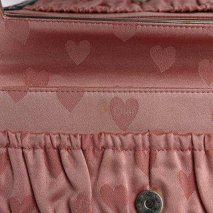 Christian Dior Satin Patent Heart D Trick Clutch Pink Black 13 of 14