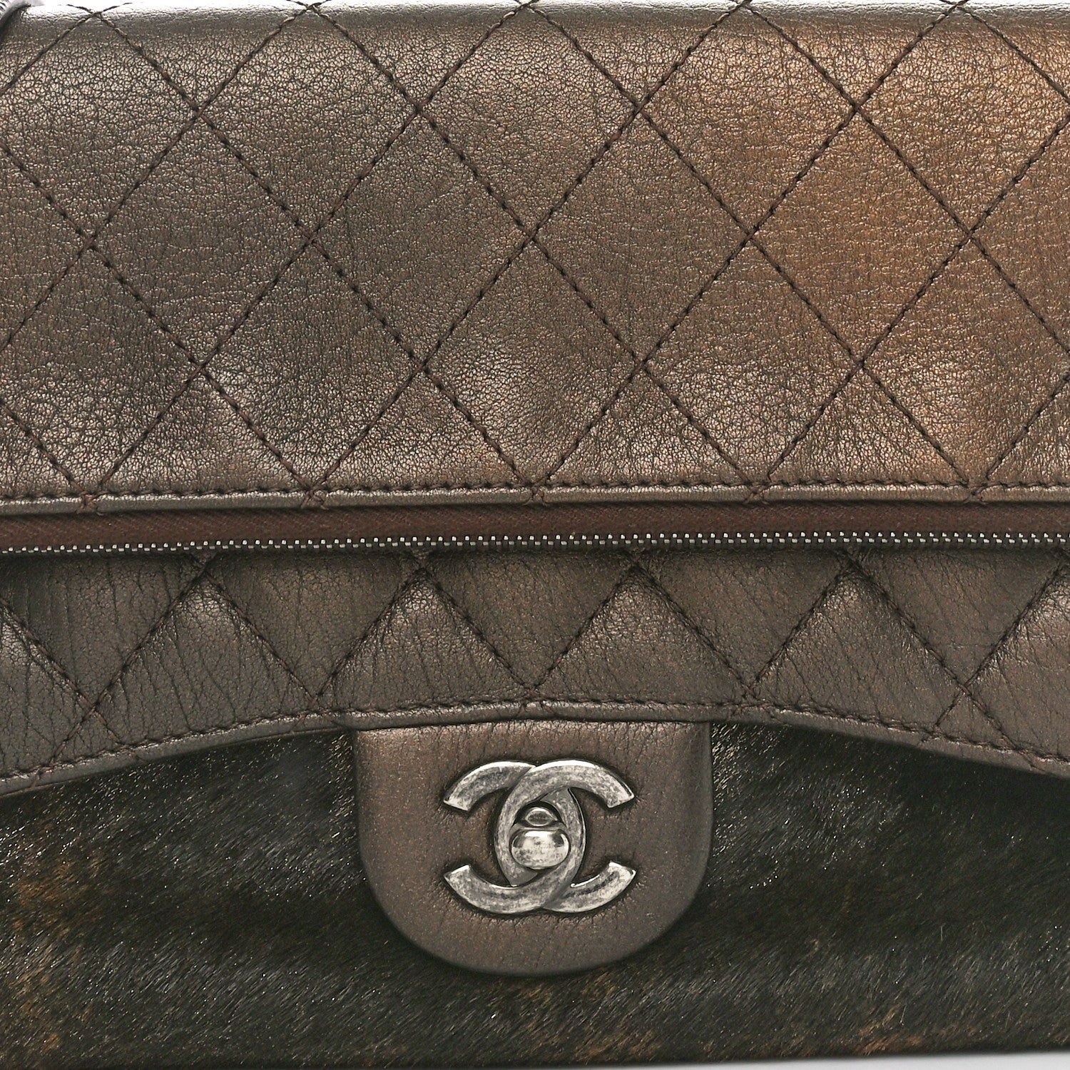 Chanel Metallic Lambskin Pony Hair Quilted Multi Bag Bronze 8 of 11