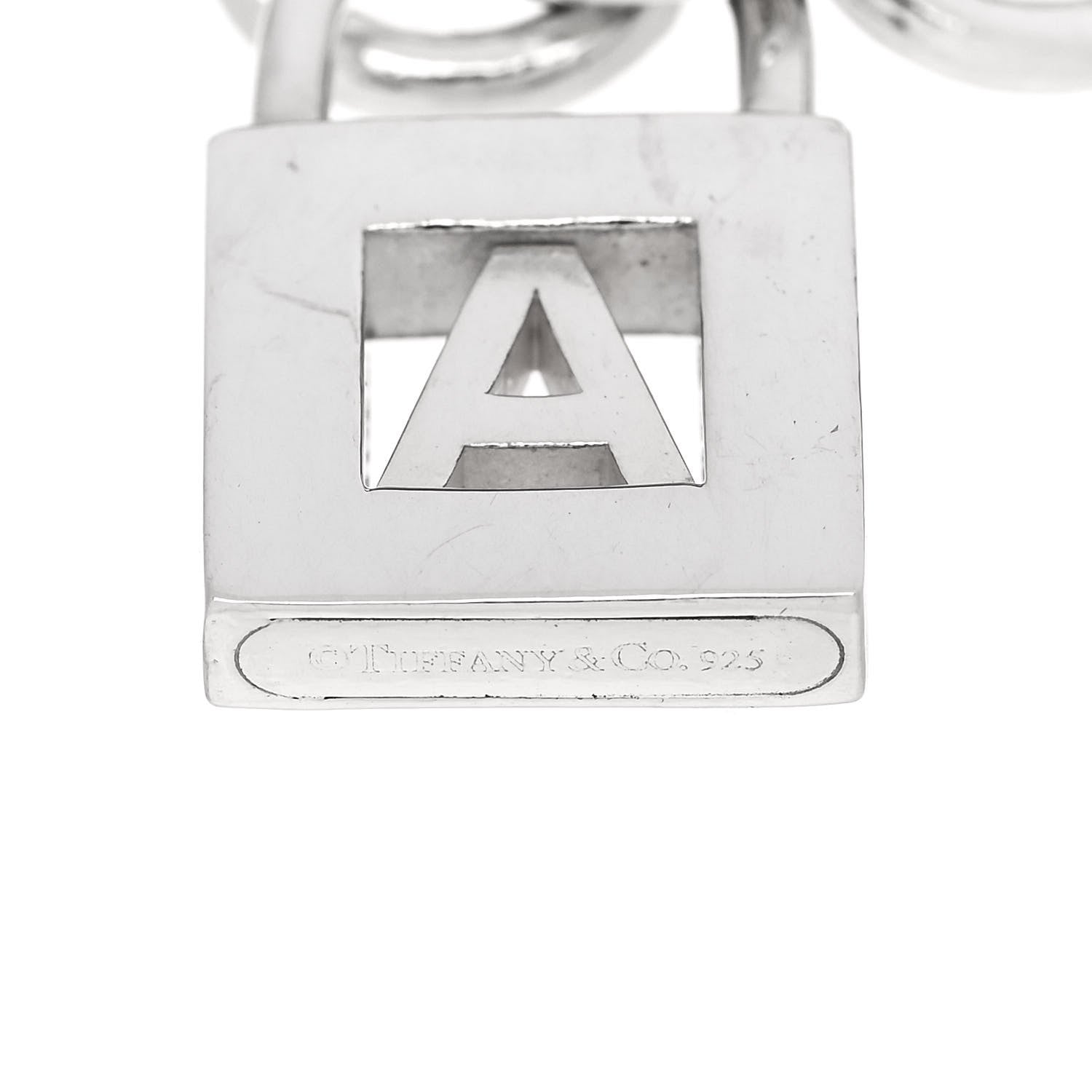 Tiffany Sterling Silver Initial A Lock Charm Bracelet 4 of 4
