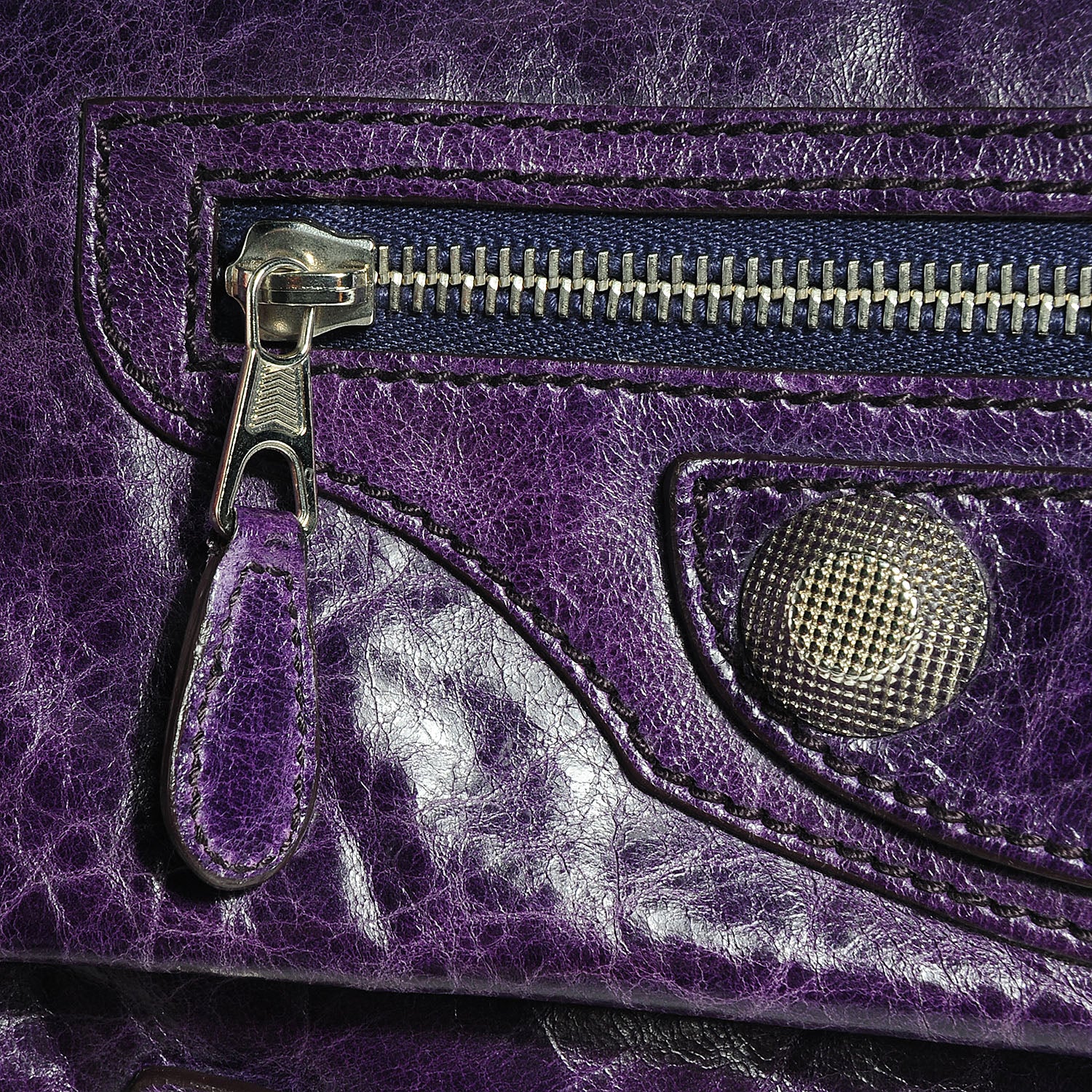 Balenciaga Chevre Giant 21 Silver Hardware Envelope Clutch Violet 9 of 11