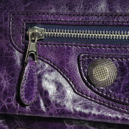 Balenciaga Chevre Giant 21 Silver Hardware Envelope Clutch Violet 9 of 11