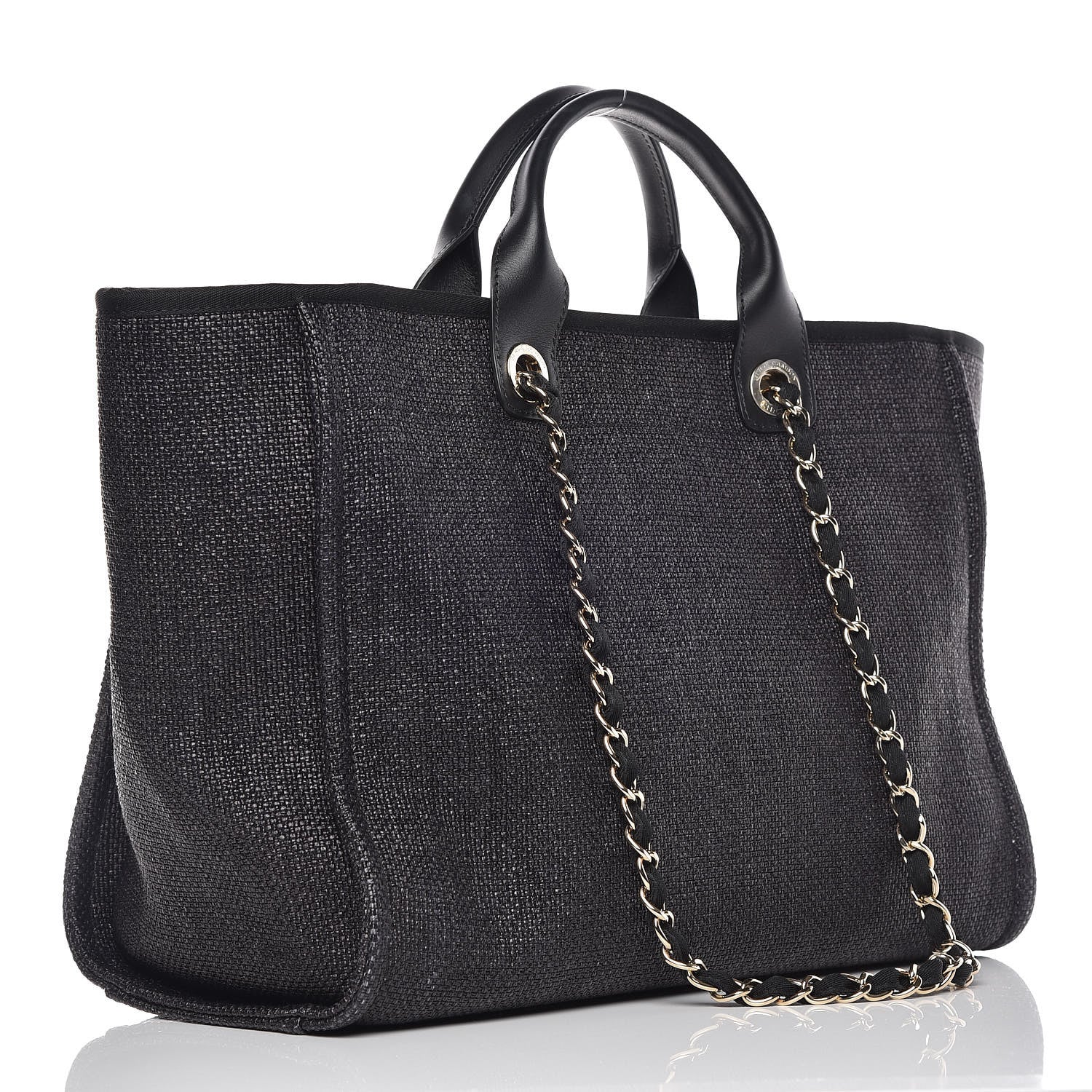 Chanel Woven Straw Raffia Large Deauville Tote Black 4 of 10