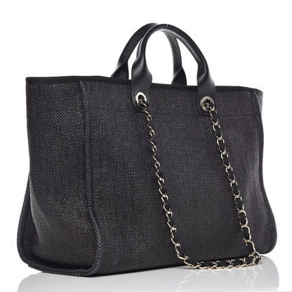 Chanel Woven Straw Raffia Large Deauville Tote Black 4 of 10