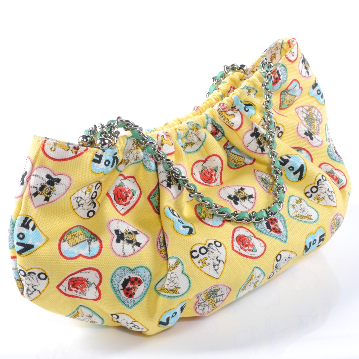 Canvas Coco Hearts Shoulder Bag Yellow