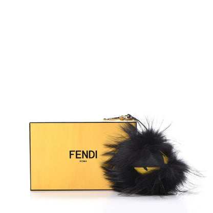 Fendi Vitello Elite Fox Fur Fusto Monster Bag Bug Charm Black Yellow 6 of 6