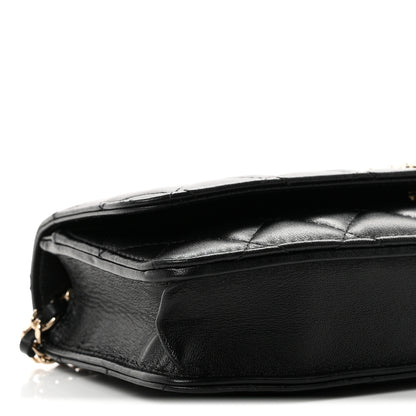 Chanel Lambskin Quilted Pearl CC Flap Clutch Black 10 of 11