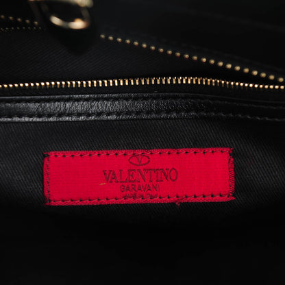Valentino Garavani Vitello Rockstud Double Handle Tote Black 6 of 7