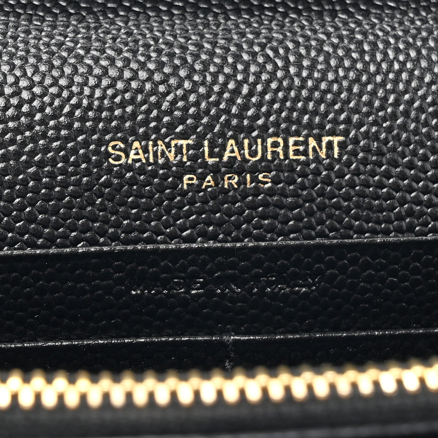 Saint Laurent Grain De Poudre Matelasse Chevron Monogram Chain Wallet Black 6 of 12