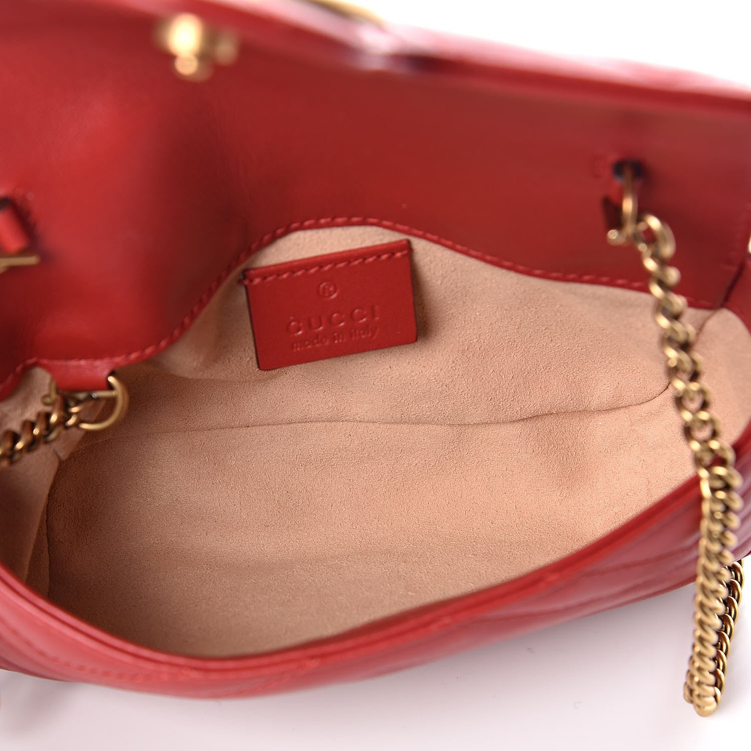 Gucci Calfskin Matelasse Super Mini GG Marmont Shoulder Bag Hibiscus Red 5 of 11