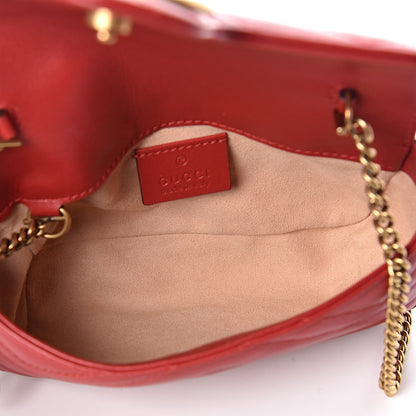 Gucci Calfskin Matelasse Super Mini GG Marmont Shoulder Bag Hibiscus Red 5 of 11