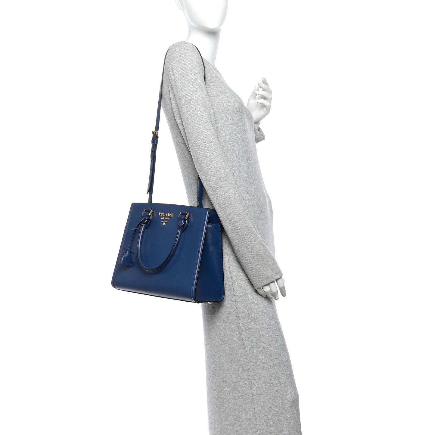 Saffiano Soft Calfskin Large Tote Bluette