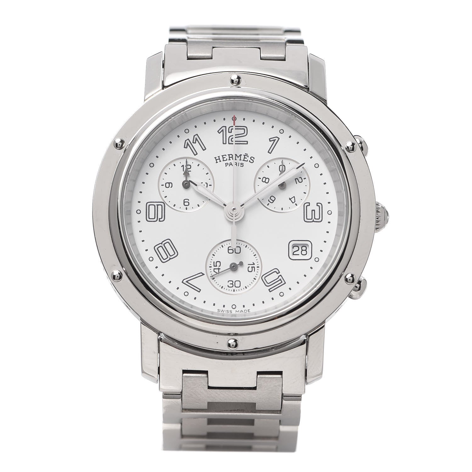 Hermes Stainless Steel 38mm Clipper Chronograph Quartz Watch 1 of 6