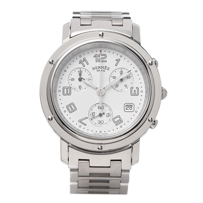 Hermes Stainless Steel 38mm Clipper Chronograph Quartz Watch 1 of 6