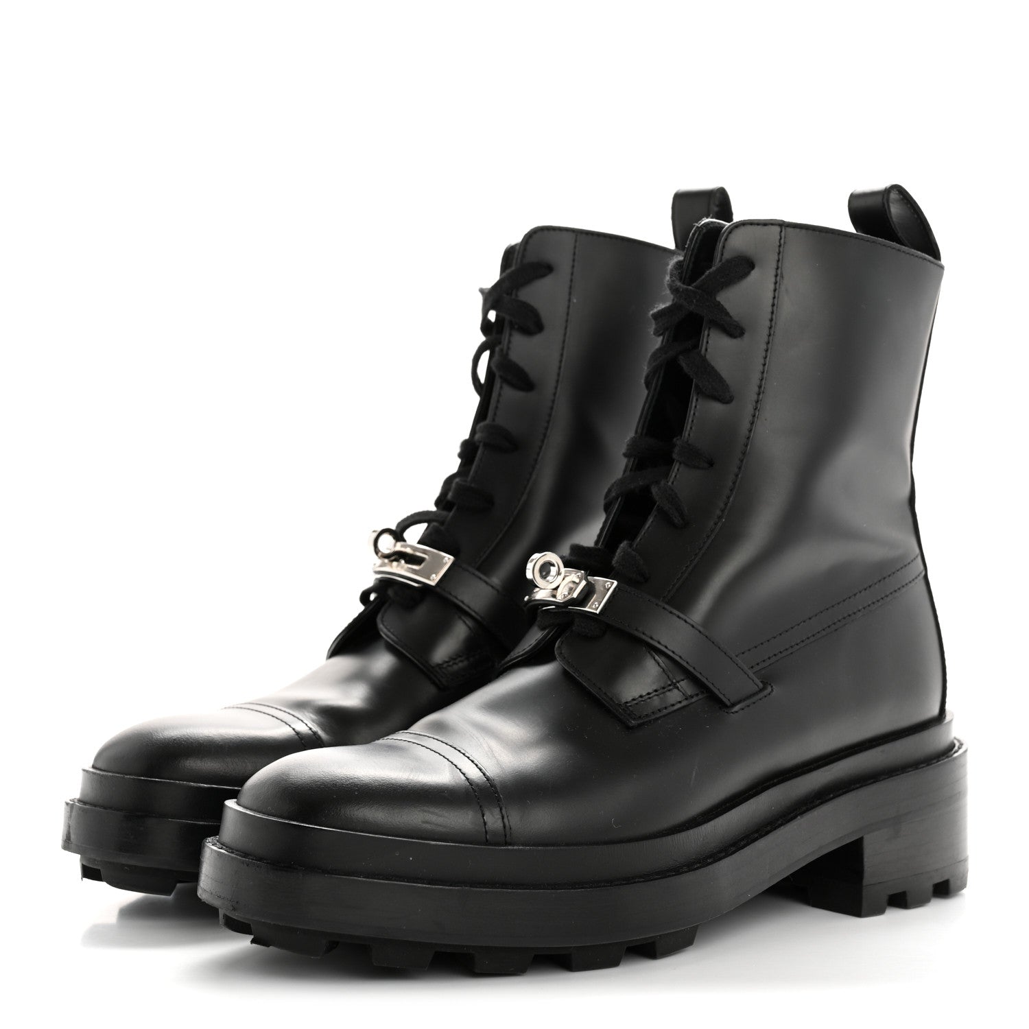 Hermes Glossed Calfskin Funk Ankle Boots 38 Black 4 of 12