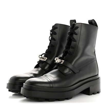 Hermes Glossed Calfskin Funk Ankle Boots 38 Black 4 of 12