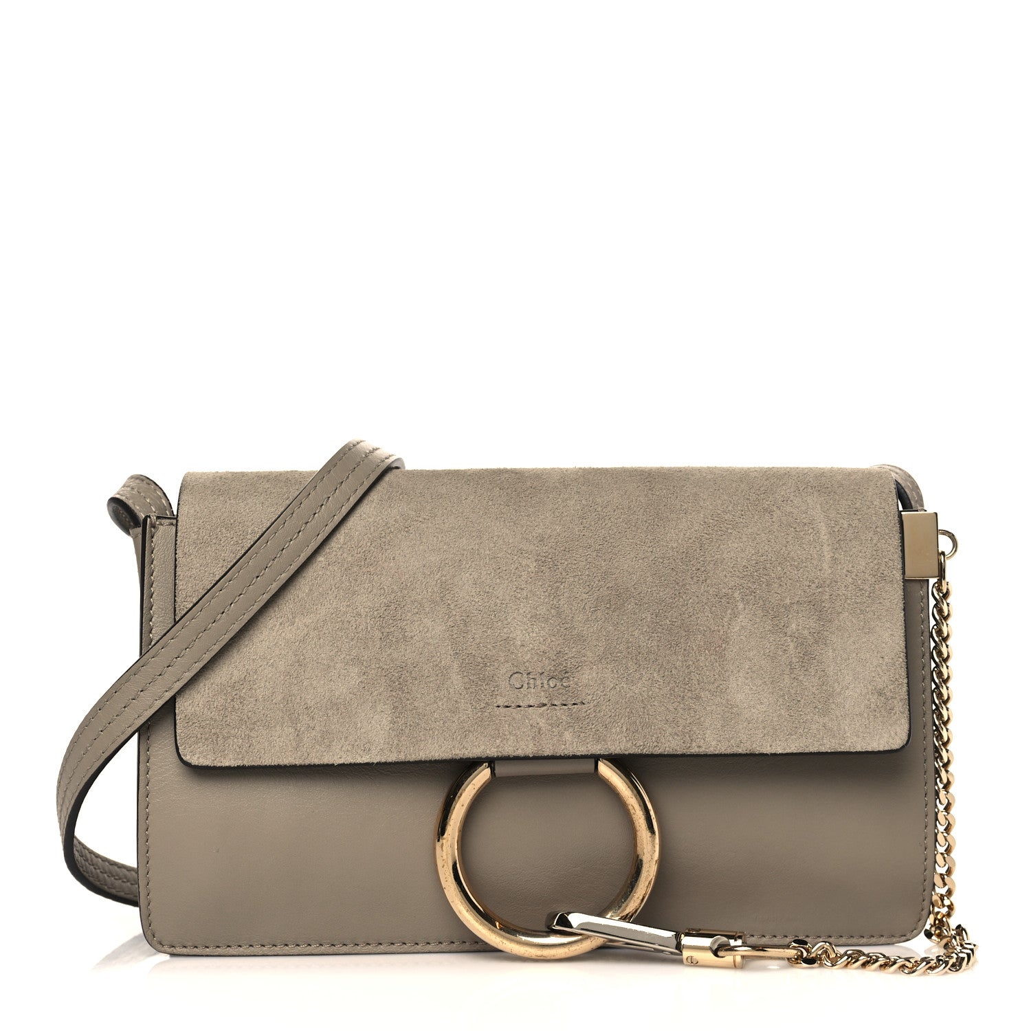 Chloe Suede Calfskin Small Faye Shoulder Bag Motty Grey 1 of 11
