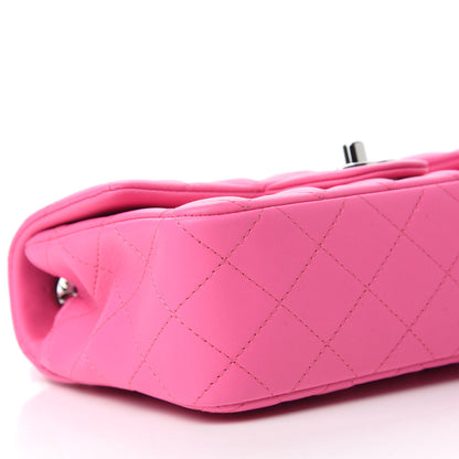 Chanel Lambskin Quilted Mini Rectangular Flap Neon Pink 6 of 11