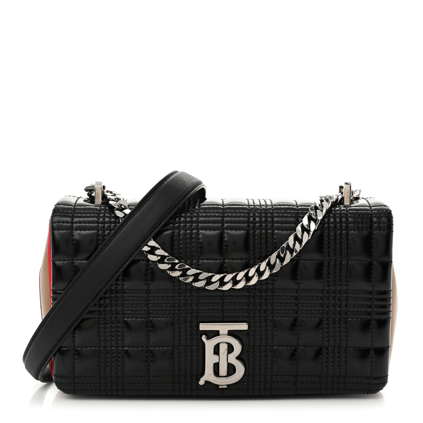 Patent Quilted House Check Lola Bag Black