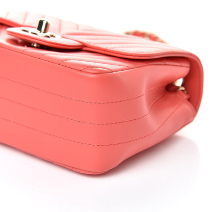Chanel Lambskin Chevron Quilted Mini Square Flap Coral 9 of 10