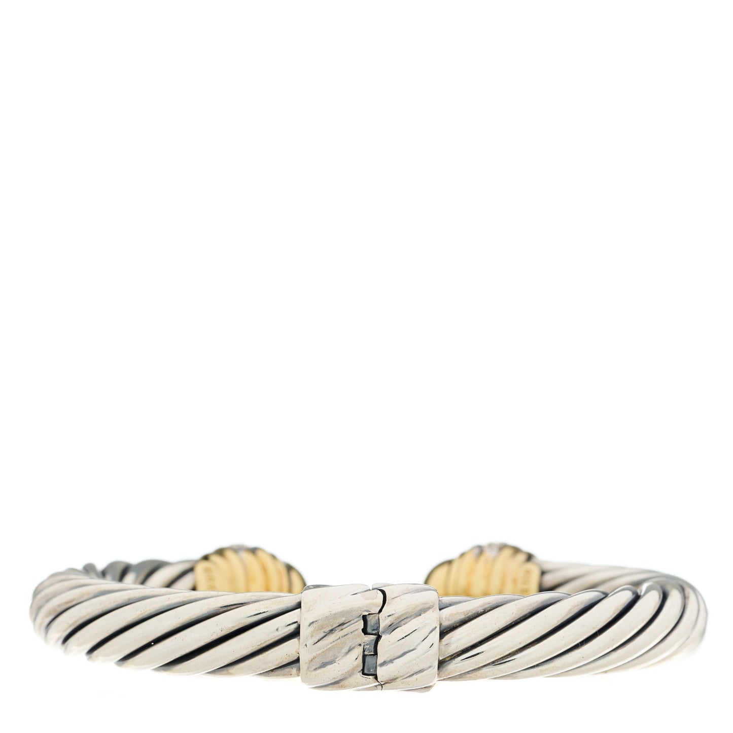 Sterling Silver 18K Yellow Gold Diamond 10mm Cable Classics Dome Bracelet