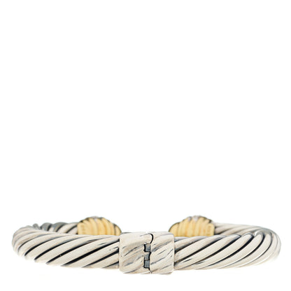 David Yurman Sterling Silver 18K Yellow Gold Diamond 10mm Cable Classics Dome Bracelet 2 of 4