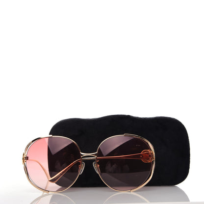 Gucci Metal Oversized Round Frame GG0225S Sunglasses Gold 8 of 8