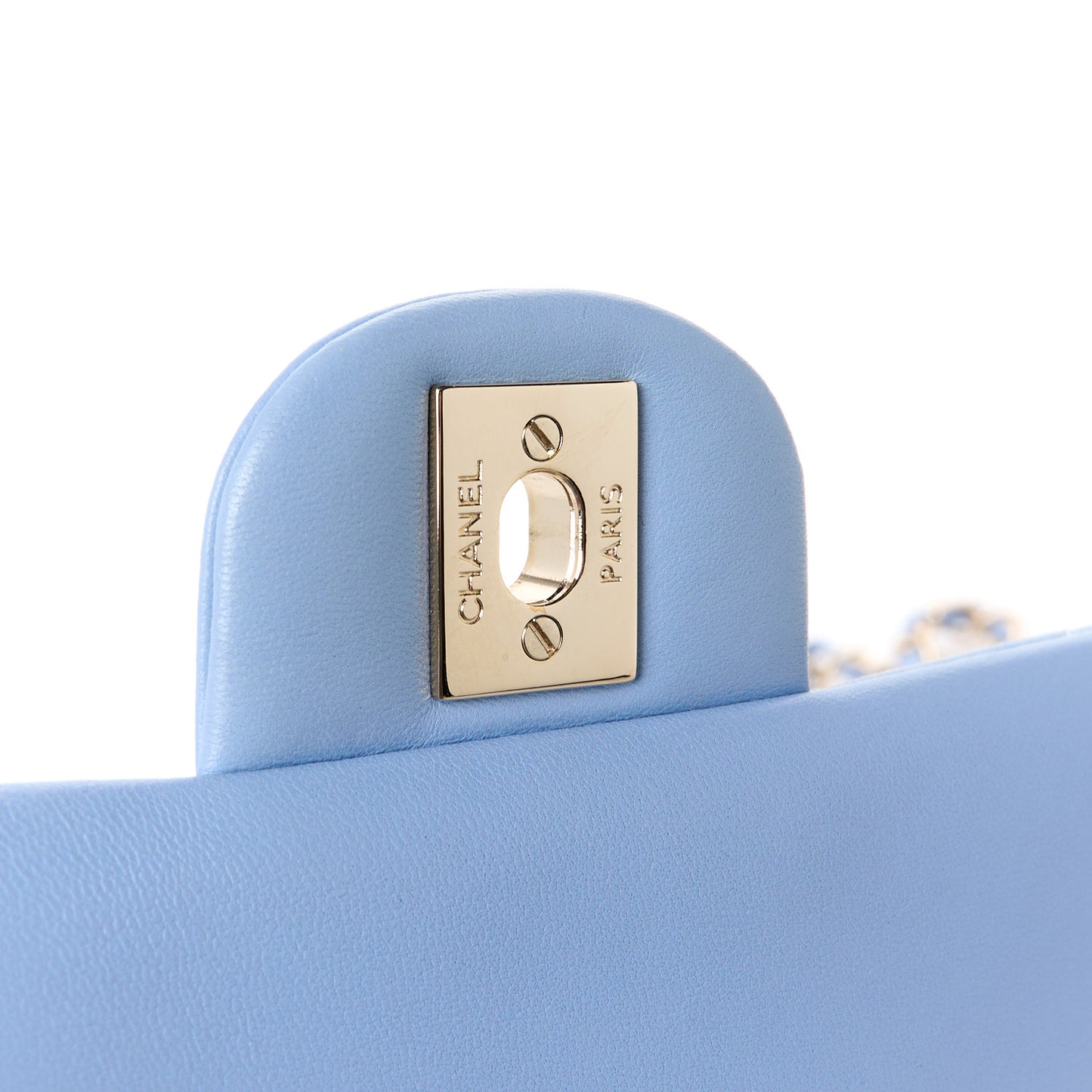 Lambskin Quilted Mini Rectangular Flap Light Blue