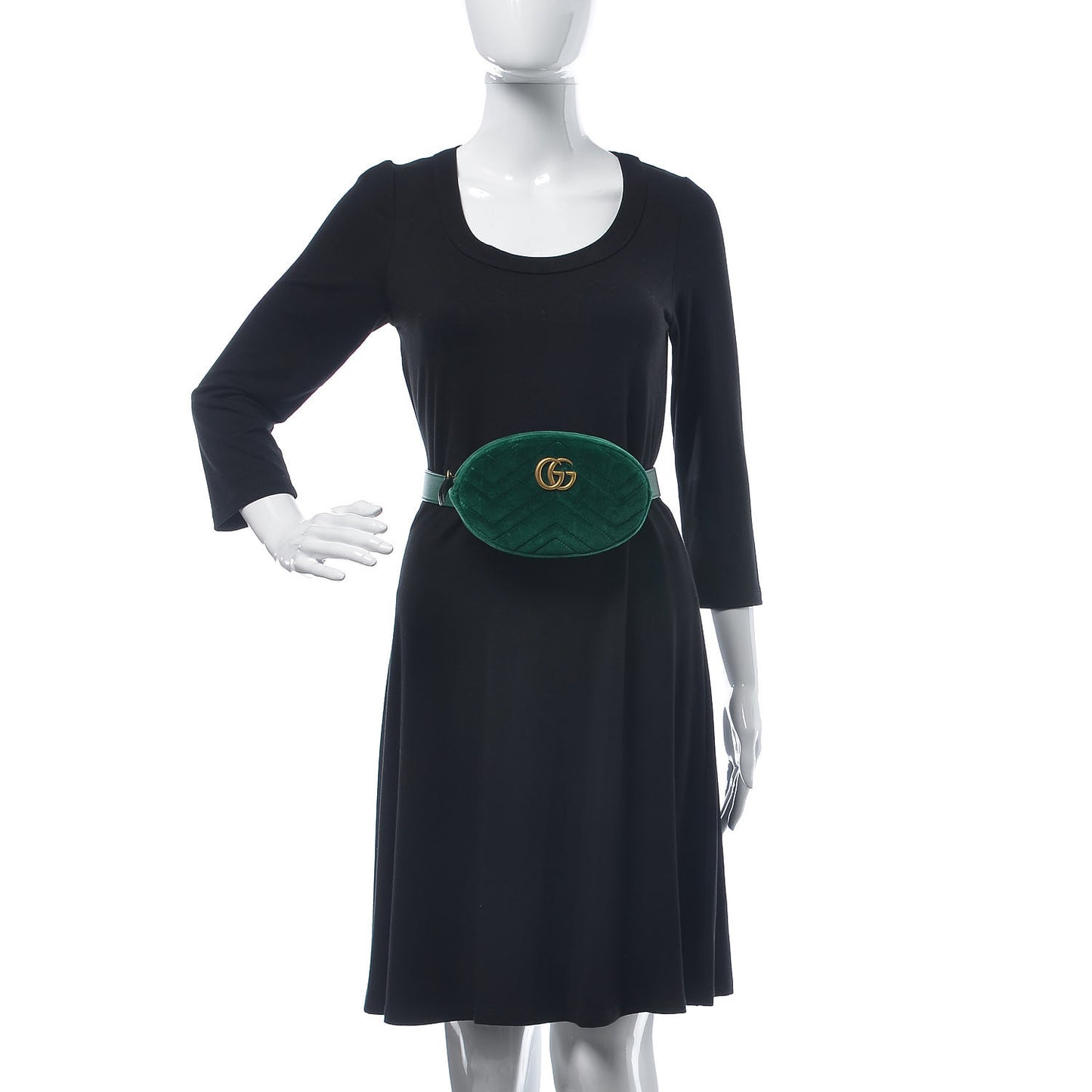 Velvet Matelasse GG Marmont Belt Bag 85 34 Green