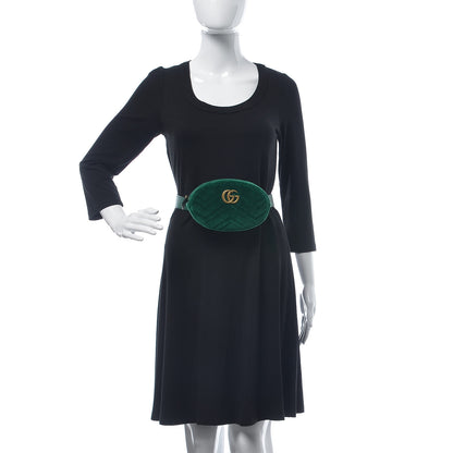 Gucci Velvet Matelasse GG Marmont Belt Bag 85 34 Green 2 of 8