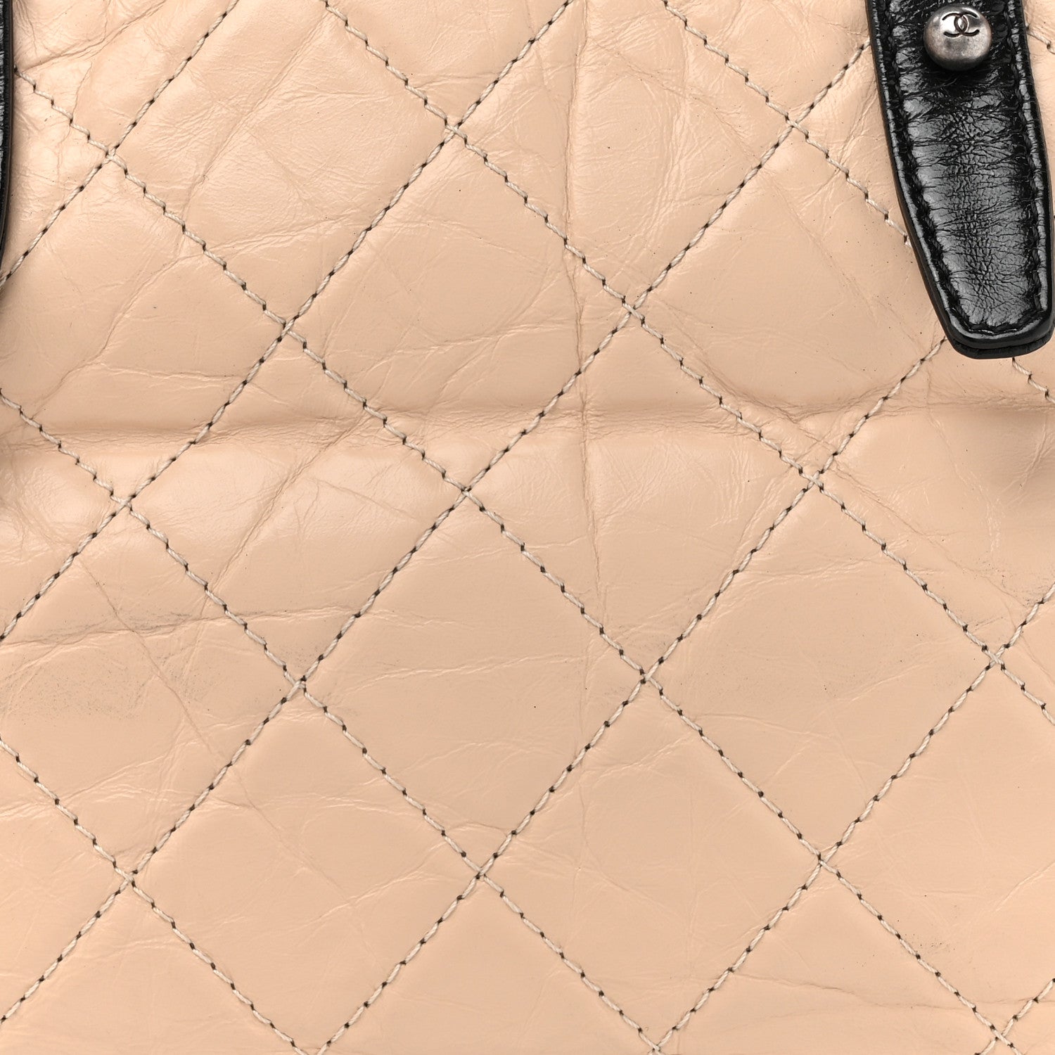 Chanel Aged Calfskin Quilted Medium Gabrielle Shopping Tote  Beige Black 8 of 10