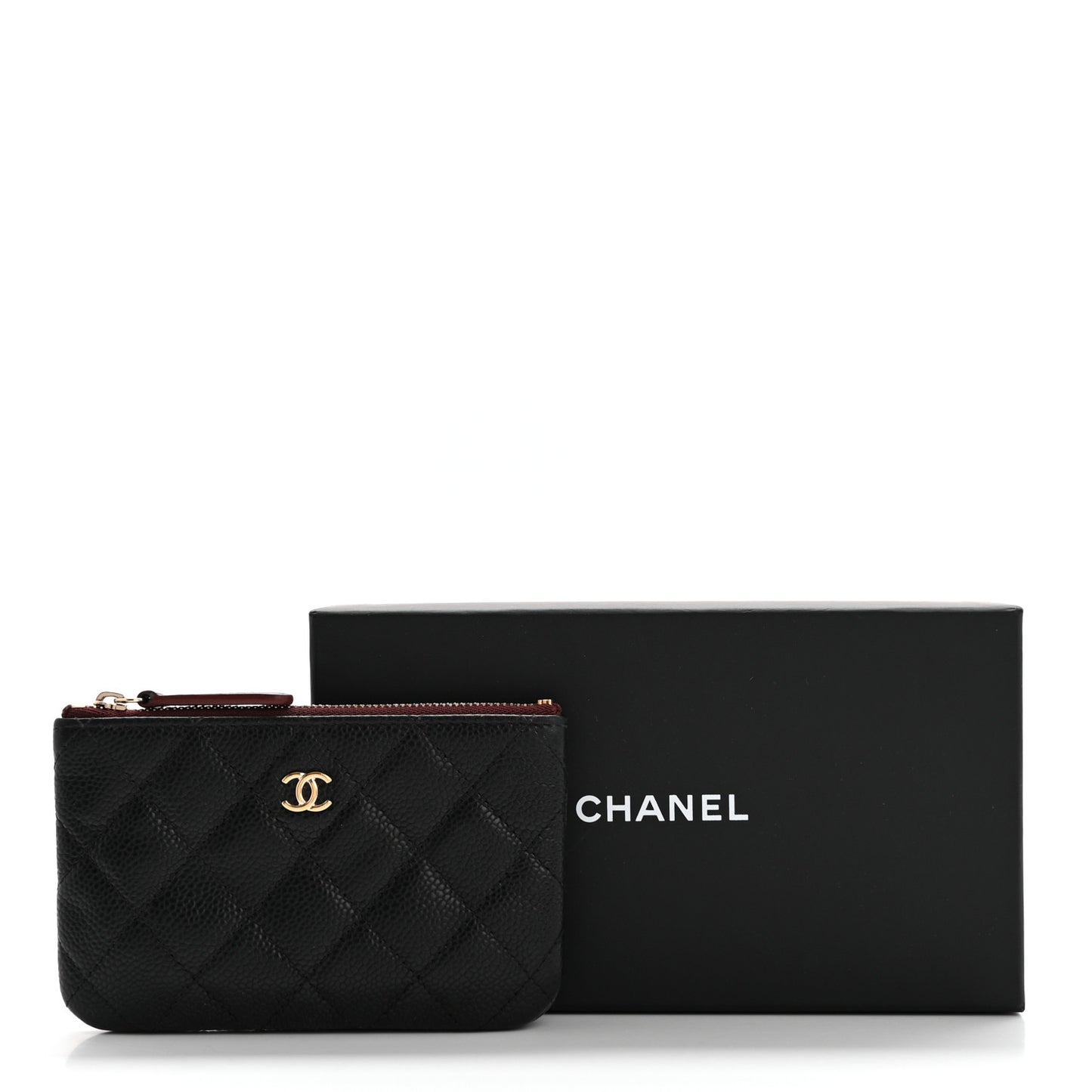 Caviar Quilted Small Cosmetic Case Black
