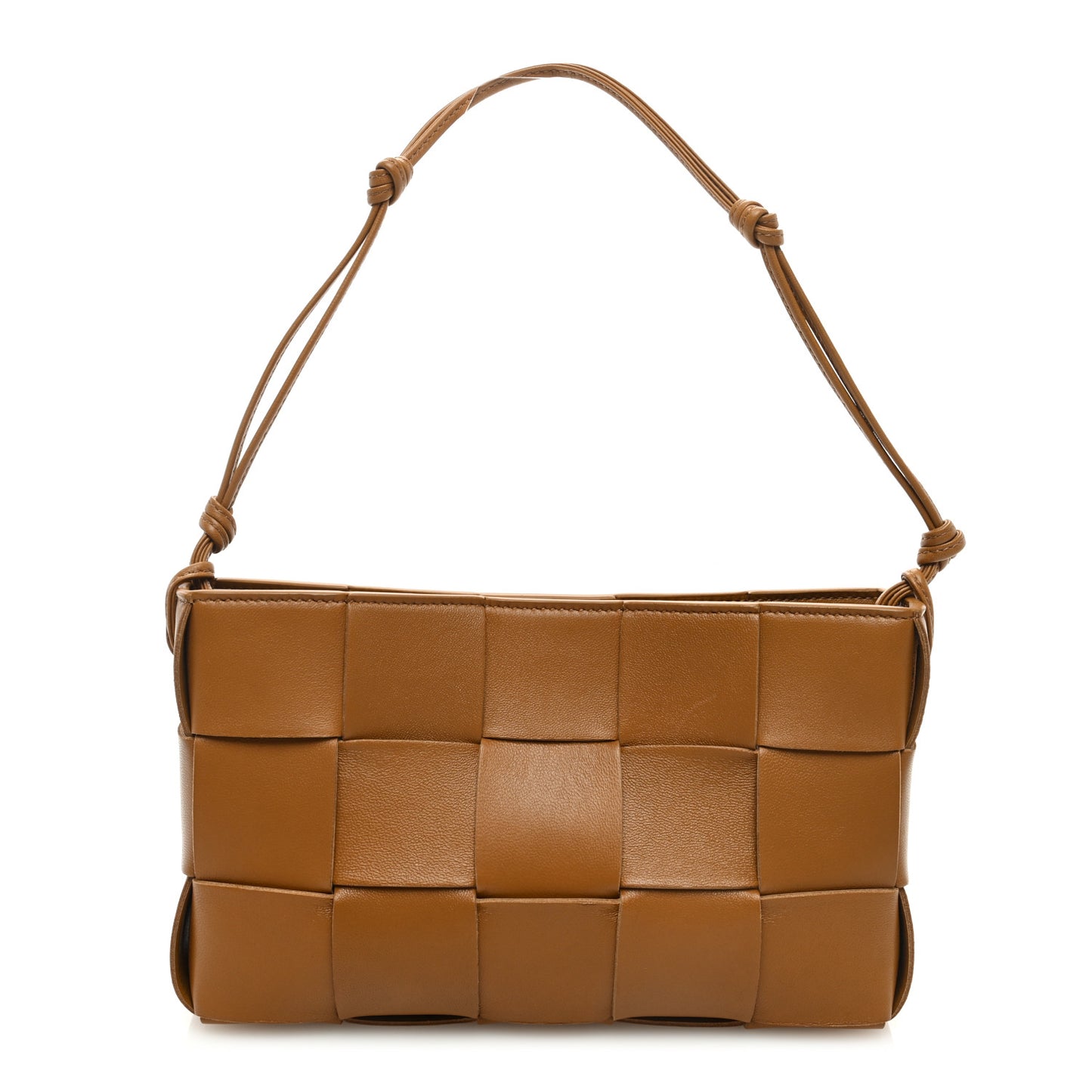 Calfskin Maxi Intrecciato Cassette Pouch On Strap Camel