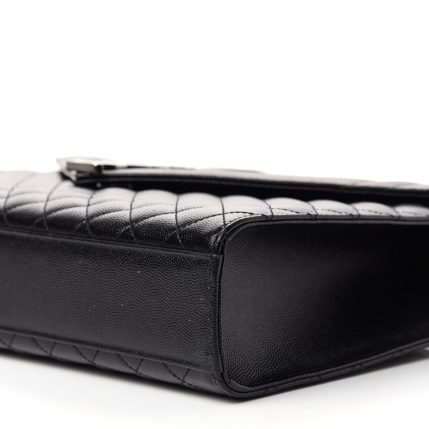 Saint Laurent Grain De Poudre Textured Mixed Matelasse Large Triquilt Monogram Satchel Black 9 of 10
