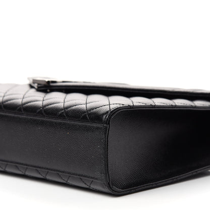 Saint Laurent Grain De Poudre Textured Mixed Matelasse Large Triquilt Monogram Satchel Black 9 of 10