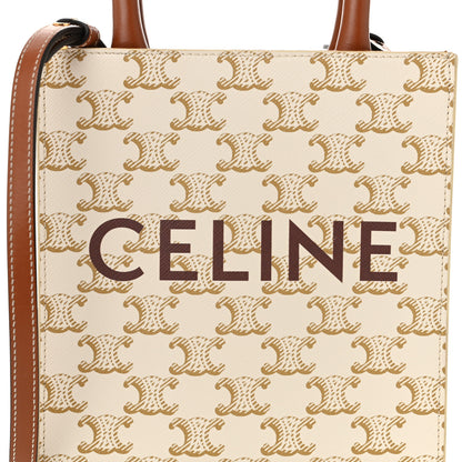 Celine Triomphe Canvas Calfskin Mini Vertical Cabas White 6 of 8