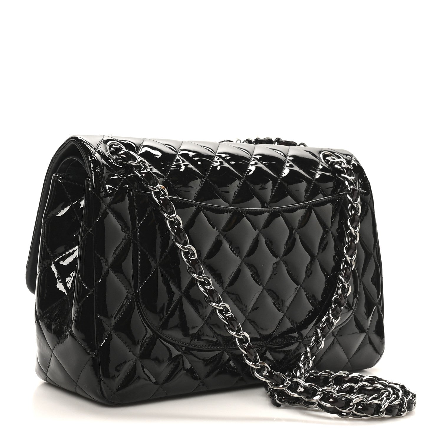 Chanel Patent Quilted Jumbo Double Flap Black 3 of 10