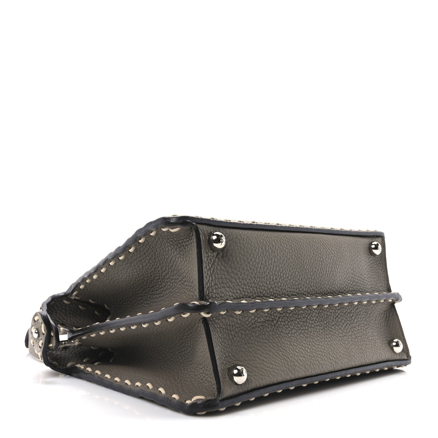 Fendi Vitello Granato Camoscio Selleria Macro Stitchings Small Peekaboo I SEE U Satchel Tartufo 4 of 9
