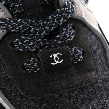 Chanel Tweed Suede Womens CC Sneakers 36 Black Grey 12 of 16