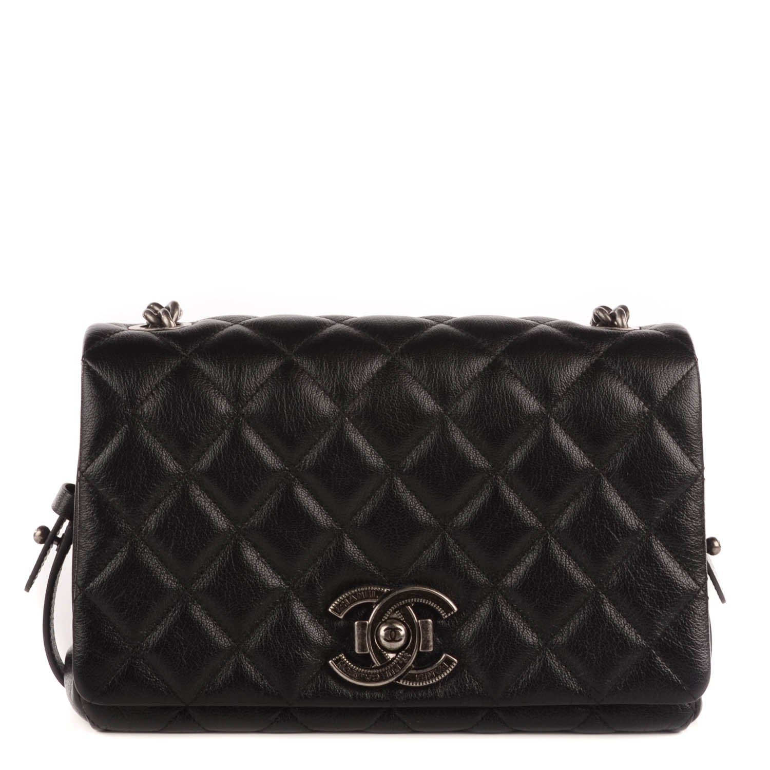 Chanel Metallic Goatskin Quilted Medium City Rock Flap Black 1 of 10