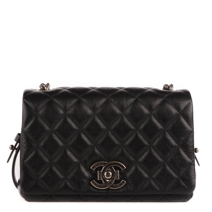 Chanel Metallic Goatskin Quilted Medium City Rock Flap Black 1 of 10