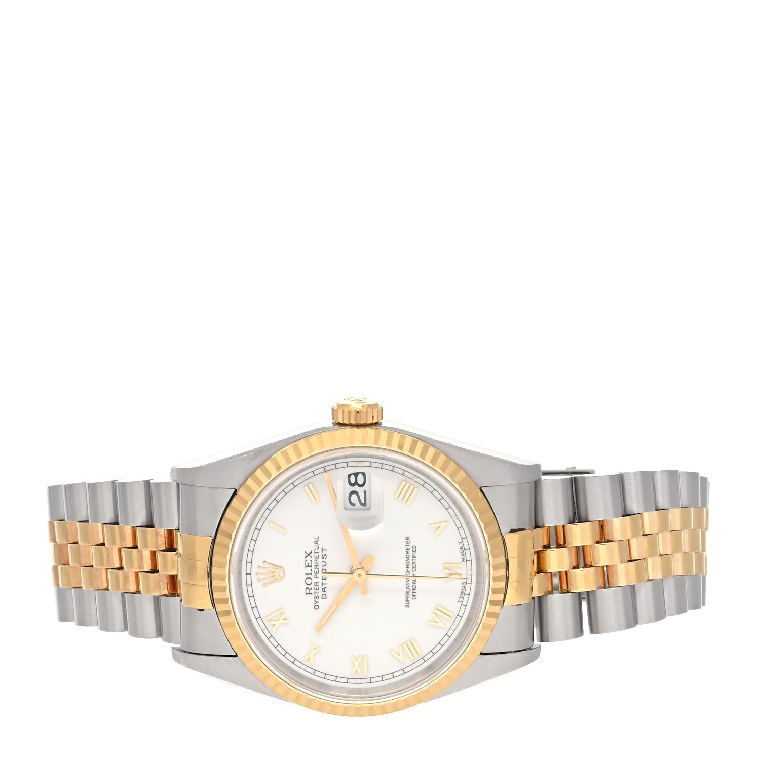 Rolex Stainless Steel 18K Yellow Gold 36mm Oyster Perpetual Datejust Watch White Roman 16233 2 of 4