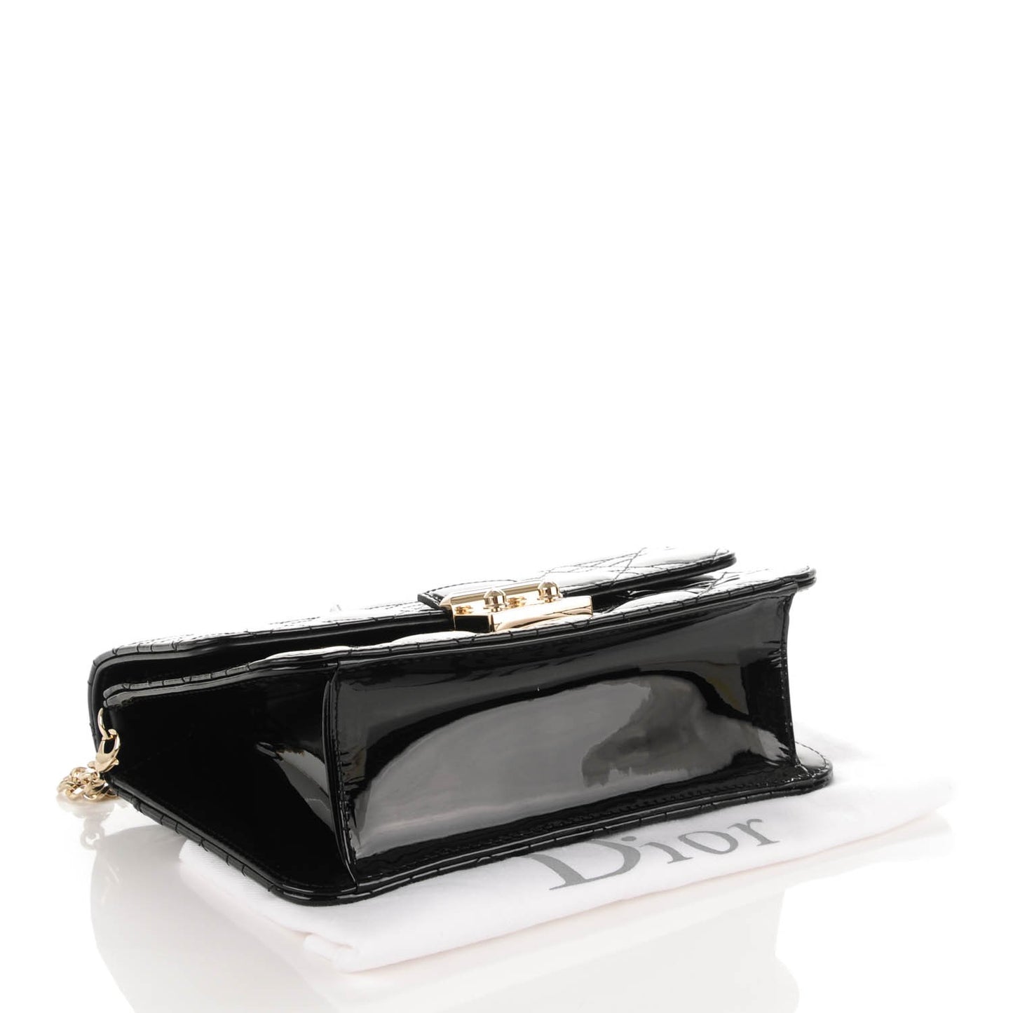 Patent Cannage Large Miss Dior Promenade Pouch Black